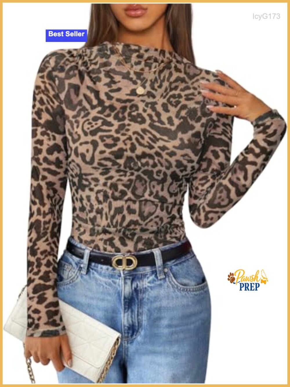Womens Mesh Long Sleeve Mock Neck Fitted Floral Top